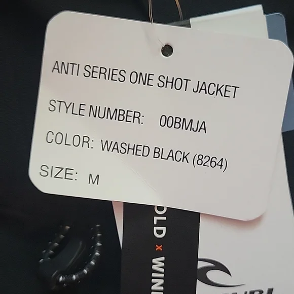 NWT Men's Med Rip Curl Jacket. "Anti-Series One Shot Jacket". Color Washed Black - Picture 4 of 10